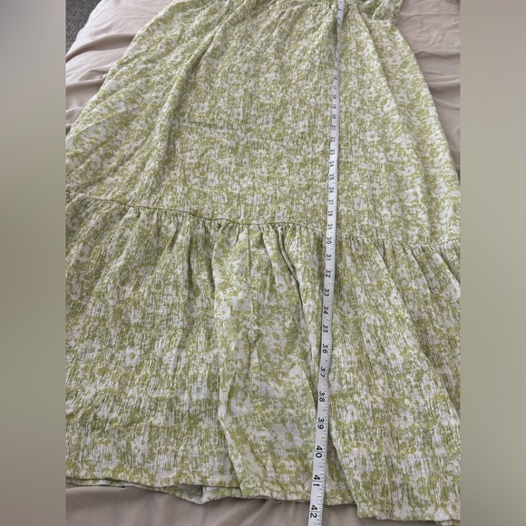 Rails Skylar Revolve Dress Green Posies Cotton Gauze Midi Ruffle Linen size XS - Picture 8 of 9